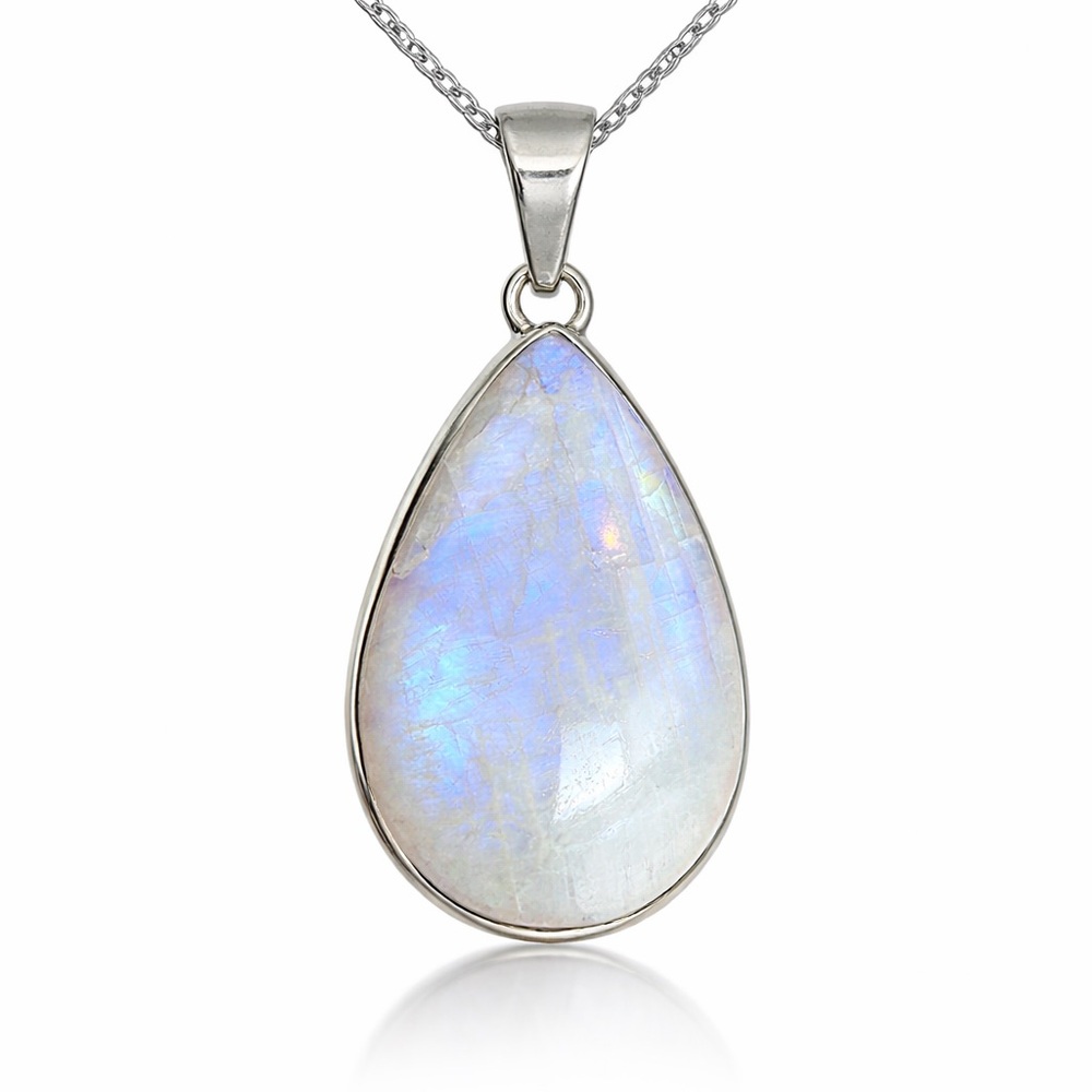 Rainbow Moonstone Teardrop S925 Pendant M6